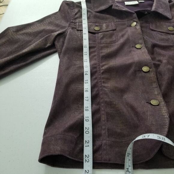 Erin London Purple Snake Print Light Jacket Suede Feel Very Nice! Size M - Picture 5 of 8